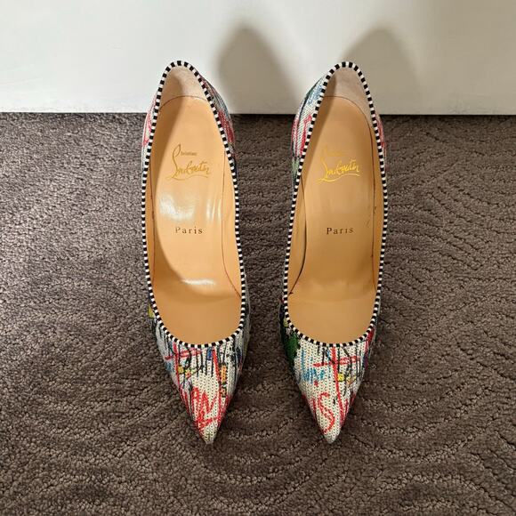 Christian Louboutin Decolette 554 100 Paillette Pump Sequin Multicolor Size 37.5 - Picture 3 of 15